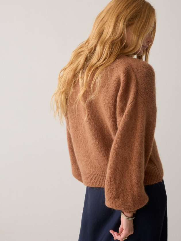 Summum Woman Cardigan Mohair wool blend knit 739 Cinnamon