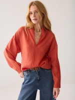 Summum Woman Top v neck Lyocell blend 508 Goji berry