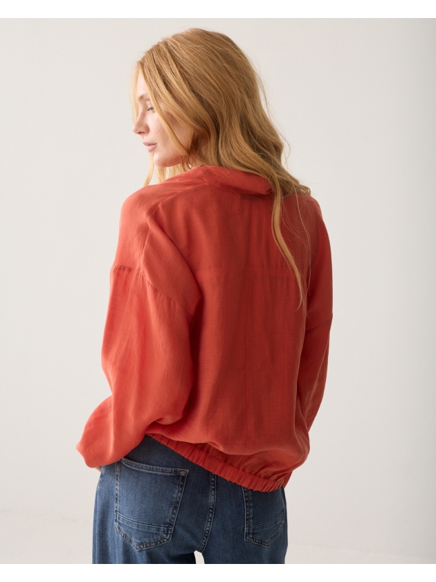 Summum Woman Top v neck Lyocell blend 508 Goji berry