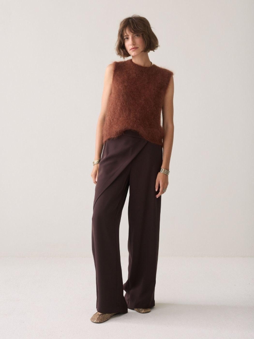 Summum Woman Trousers wrap Fluid 754 Dark chocolate