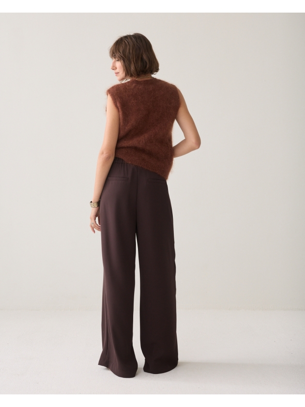 Summum Woman Trousers wrap Fluid 754 Dark chocolate