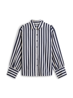 Summum Woman Blouse Stripe satin 495 Midnight blue