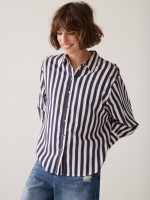 Summum Woman Blouse Stripe satin 495 Midnight blue