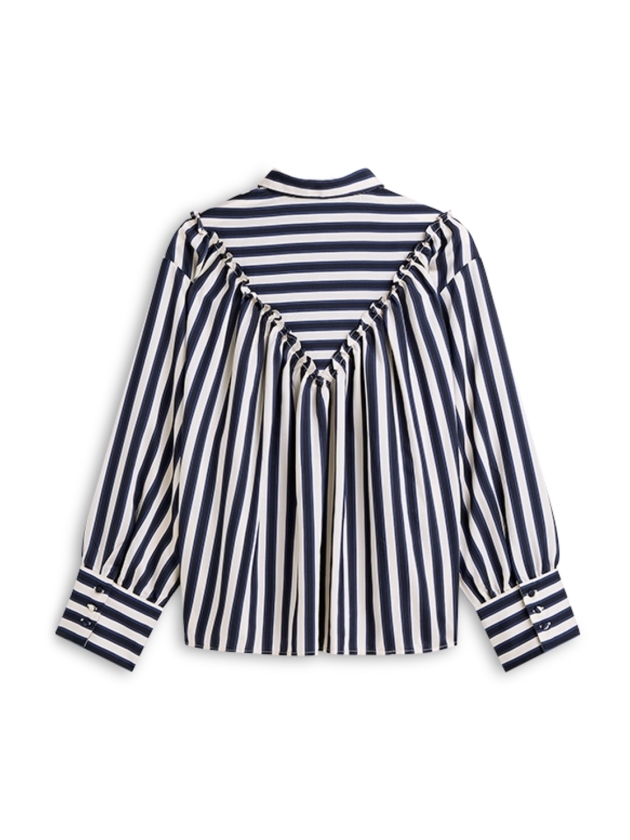 Summum Woman Blouse Stripe satin 495 Midnight blue