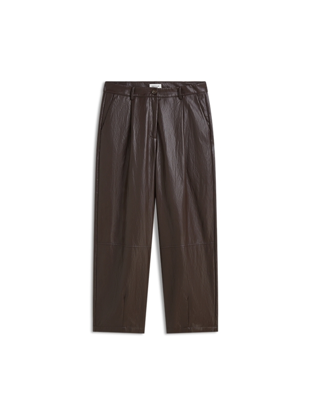 Summum Woman Balloon trouser Soft faux leather 754 Dark chocolate