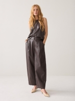 Summum Woman Balloon trouser Soft faux leather 754 Dark chocolate