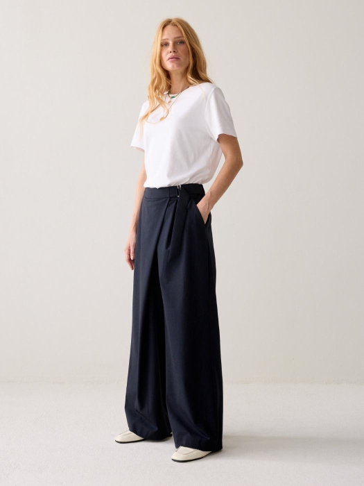 Summum Woman Trousers Pinstripe small 495 Midnight blue