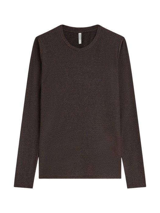 Summum Woman Basic tee Soft lurex jersey 754 Dark chocolate