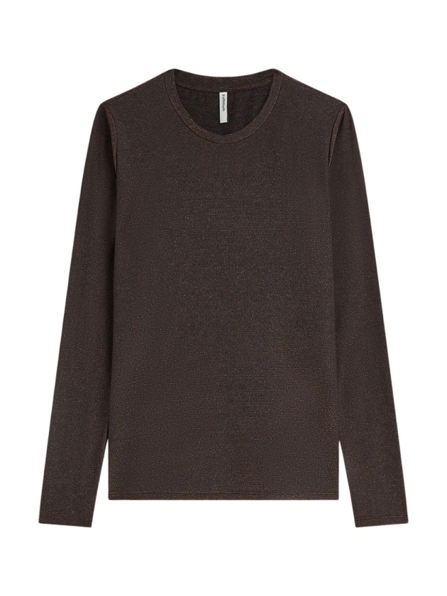 Summum Woman Basic tee Soft lurex jersey 754 Dark chocolate