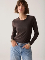 Summum Woman Basic tee Soft lurex jersey 754 Dark chocolate