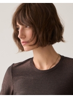 Summum Woman Basic tee Soft lurex jersey 754 Dark chocolate