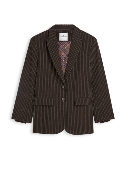 Summum Woman Blazer Viscose blend stripe 754 Dark chocolate