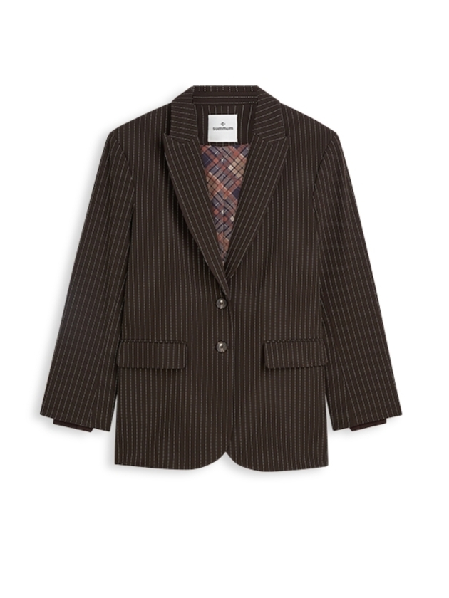 Summum Woman Blazer Viscose blend stripe 754 Dark chocolate