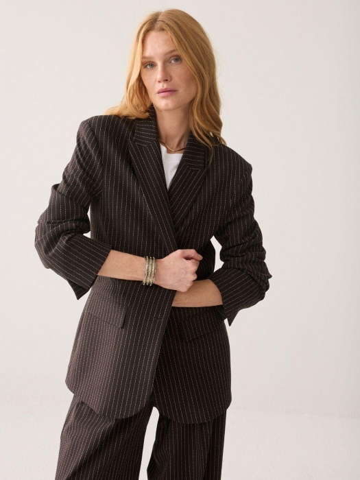 Summum Woman Blazer Viscose blend stripe 754 Dark chocolate