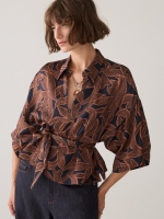 Summum Woman Top Abstract flowers 495 Midnight blue
