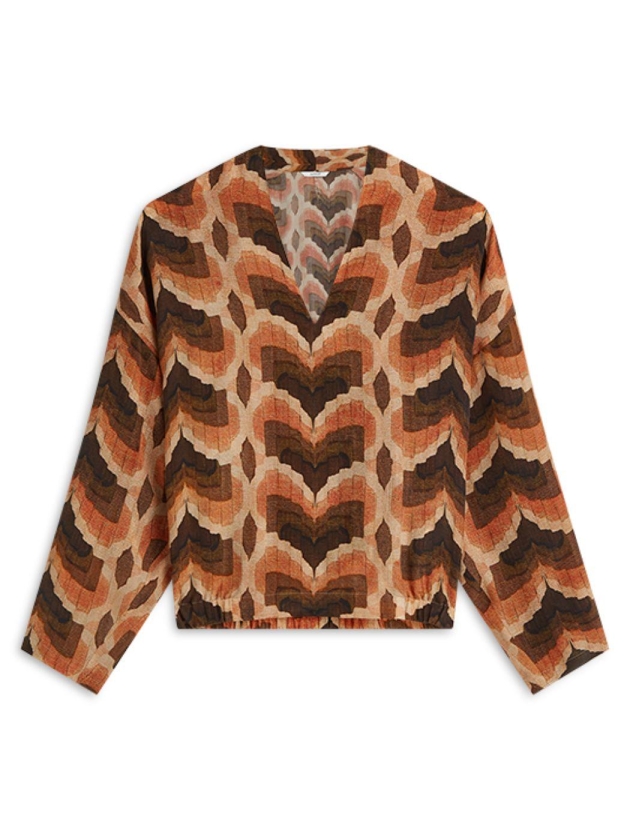 Summum Woman Top v neck Geometric print 120 Multicolour