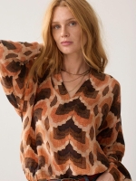 Summum Woman Top v neck Geometric print 120 Multicolour