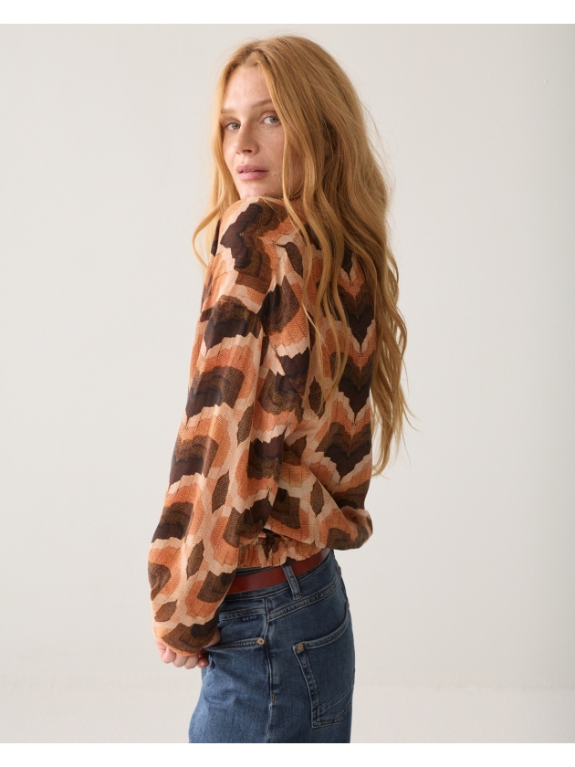 Summum Woman Top v neck Geometric print 120 Multicolour