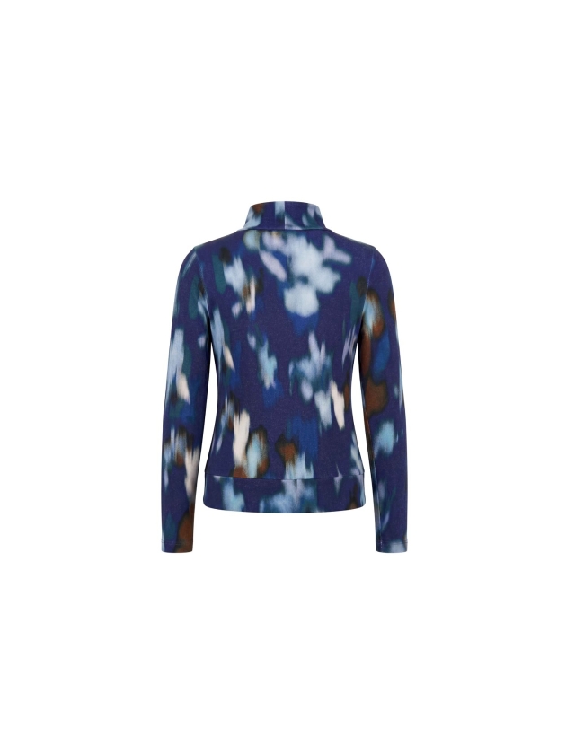 Sarto Fashion Knitted blouson rolcollar t1045 faded ice blue+ leaves