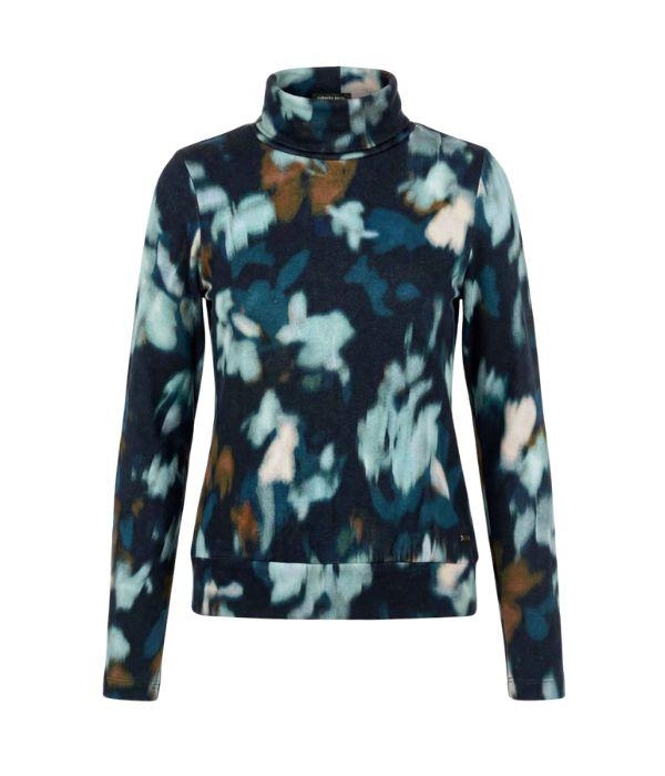 Sarto Fashion Knitted blouson rolcollar t1043 faded opal green+ leaves