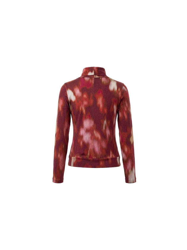 Sarto Fashion Knitted blouson rolcollar t1044 faded wine red+ leaves