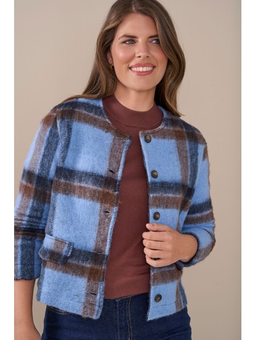 Sarto Fashion Jacket check t1530 ice blue-navy+ woollike check