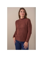 Sarto Fashion Pullover turtle buttons t455 fudge brown