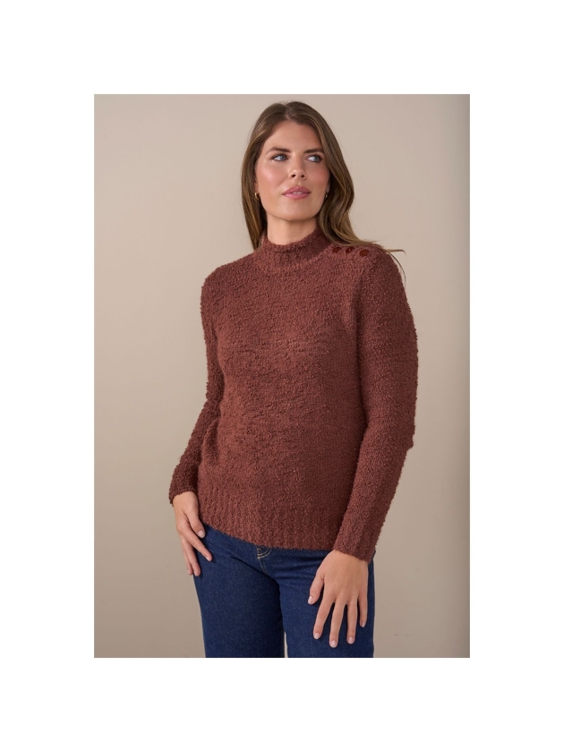 Sarto Fashion Pullover turtle buttons t455 fudge brown