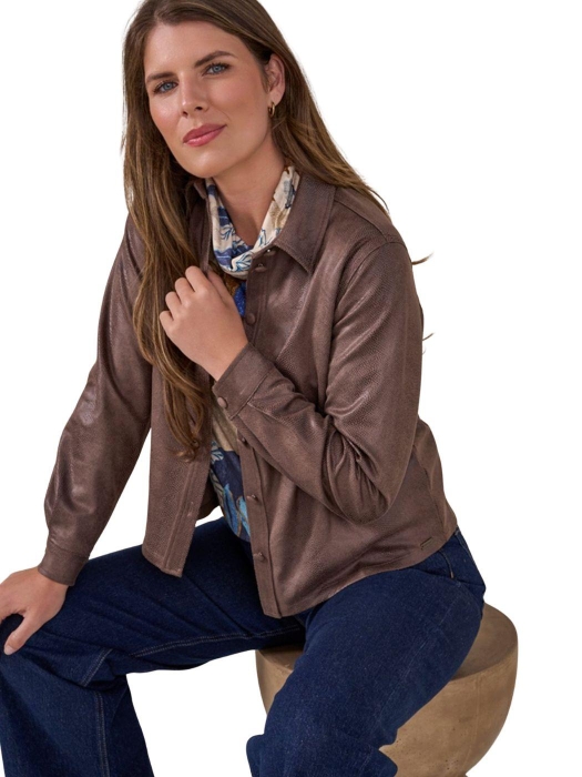Sarto Fashion Blouse fake leather t445 chestnut