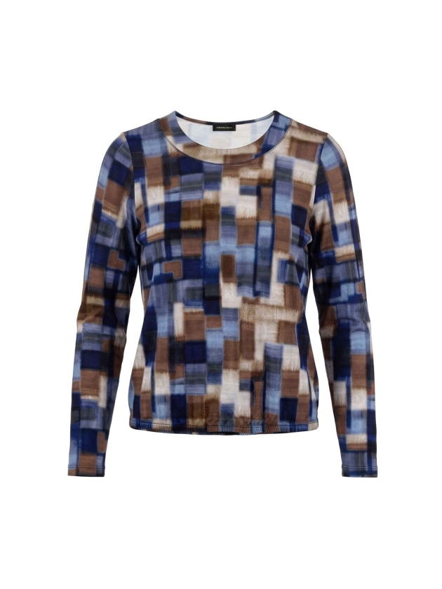 Sarto Fashion Blouson print o-neck t1945 ice blue+ faded check pr smal