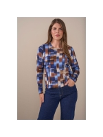 Sarto Fashion Blouson print o-neck t1945 ice blue+ faded check pr smal