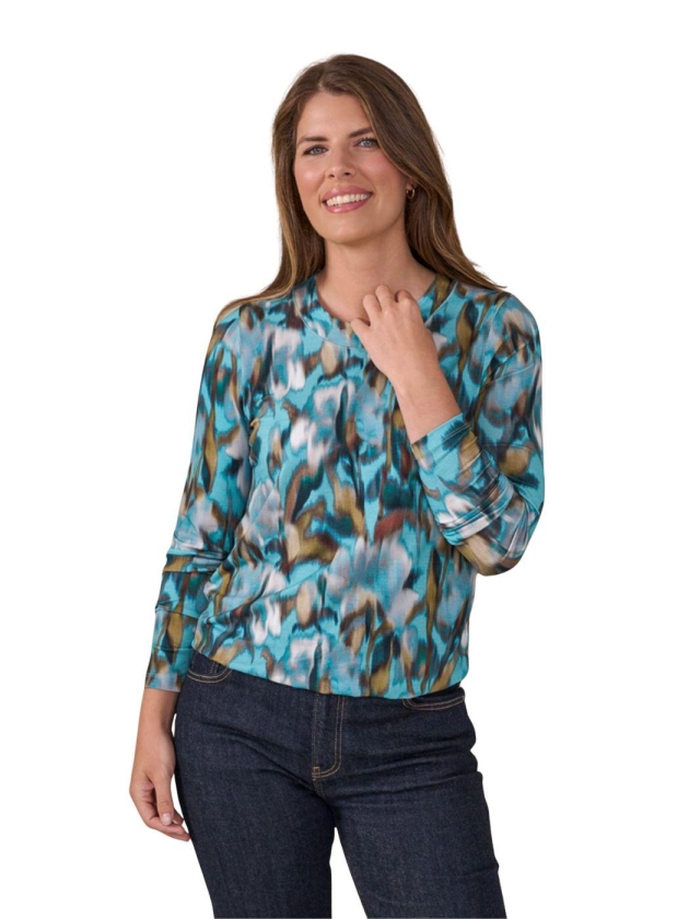 Sarto Fashion Blouson print o-neck t1340 opal gr-night sky-khaki+ prin