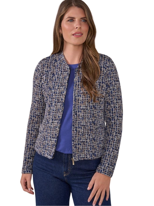 Sarto Fashion Jacket zip t1200 navy-iris-offwhite+jacquard