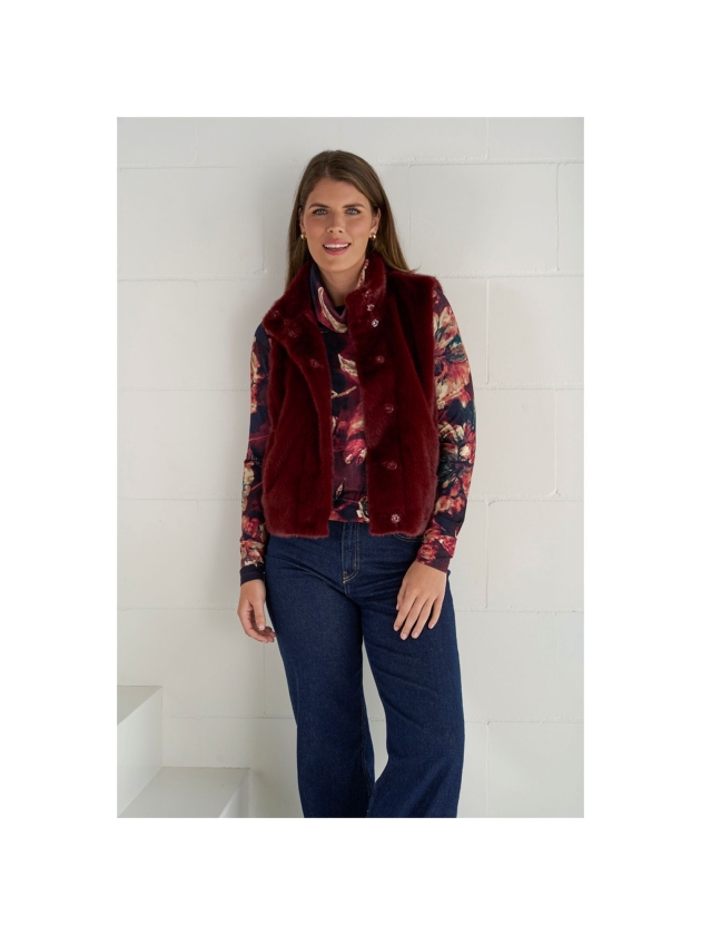 Sarto Fashion Gilet fake fur t288 wine red