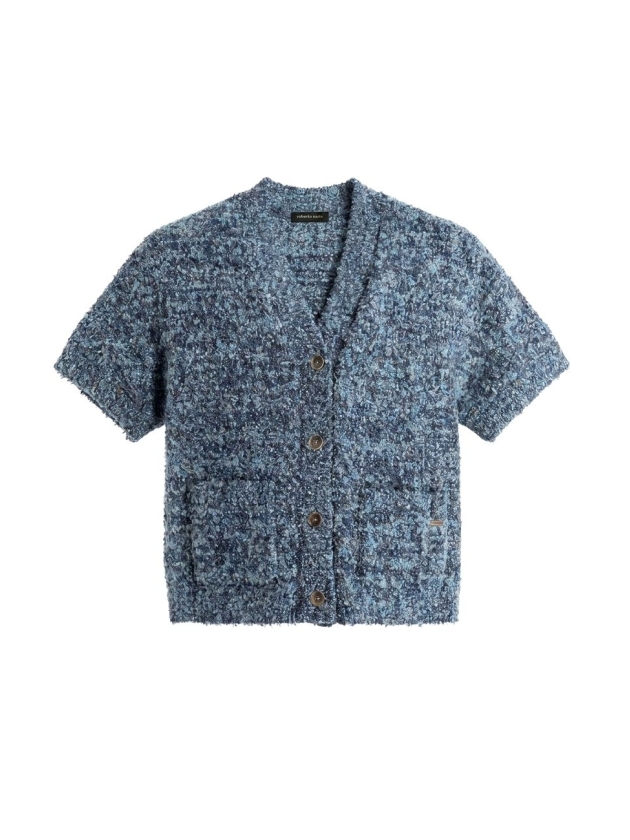 Sarto Fashion Cardigan short sleeves t1290 opal green-night sky melange
