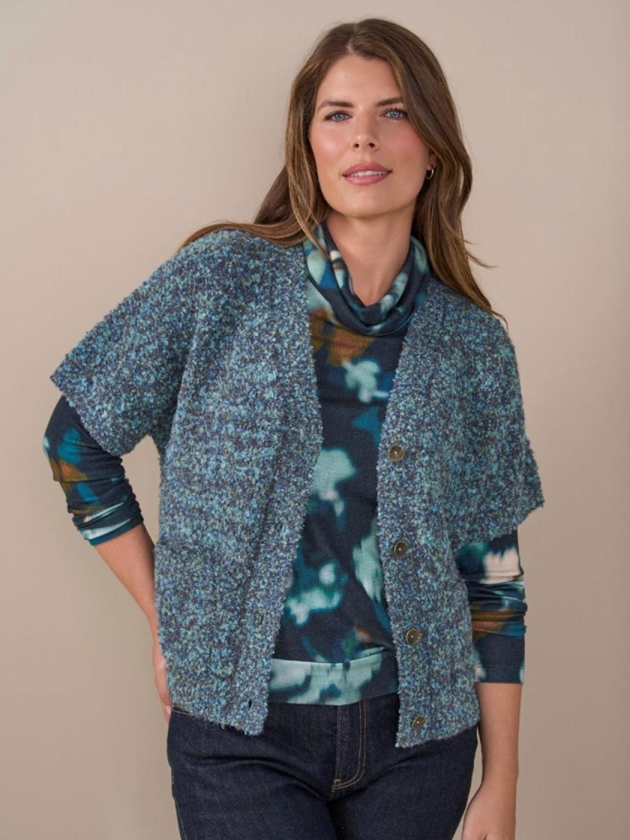 Sarto Fashion Cardigan short sleeves t1290 opal green-night sky melange