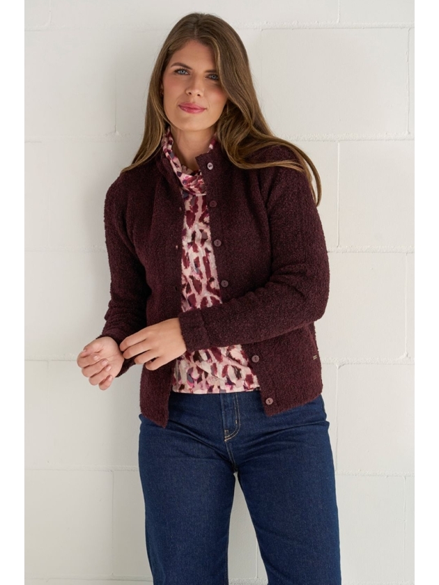 Sarto Fashion Cardigan turtle collar t975 aubergine