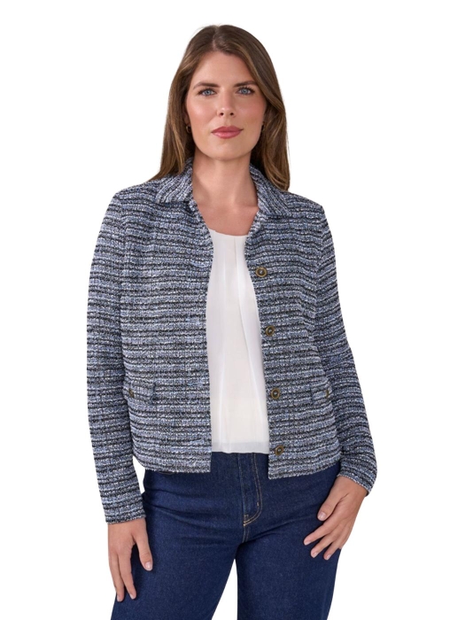 Sarto Fashion Jacket polocollar t1510 blue-toned chanel jacquard