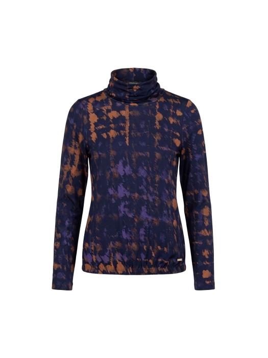 Sarto Fashion Blouson rollcollar print t1040 navy-caramel+ paintcheck prin