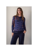 Sarto Fashion Blouson rollcollar print t1040 navy-caramel+ paintcheck prin