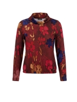 Sarto Fashion Blouson rollcollar print t1030 wine red waterpainted flowers