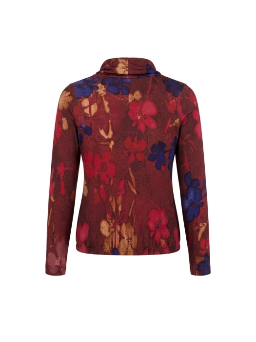 Sarto Fashion Blouson rollcollar print t1030 wine red waterpainted flowers