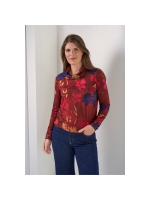 Sarto Fashion Blouson rollcollar print t1030 wine red waterpainted flowers