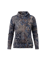 Sarto Fashion Pullover split rollcollar t1821 portobello-ice blue+ mix prin