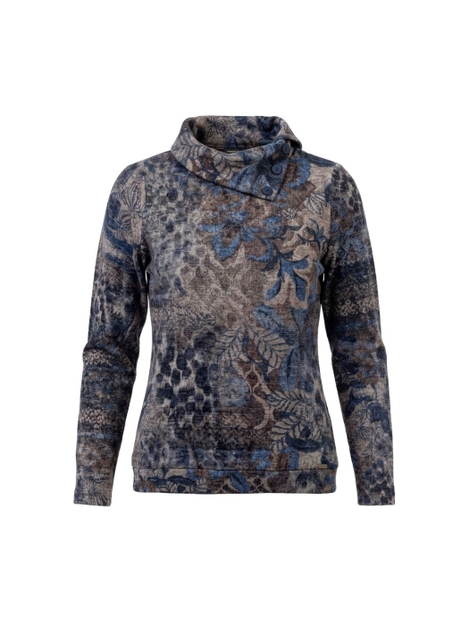 Sarto Fashion Pullover split rollcollar t1821 portobello-ice blue+ mix prin