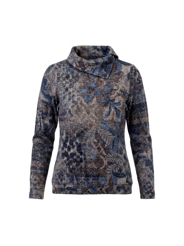 Sarto Fashion Pullover split rollcollar t1821 portobello-ice blue+ mix prin