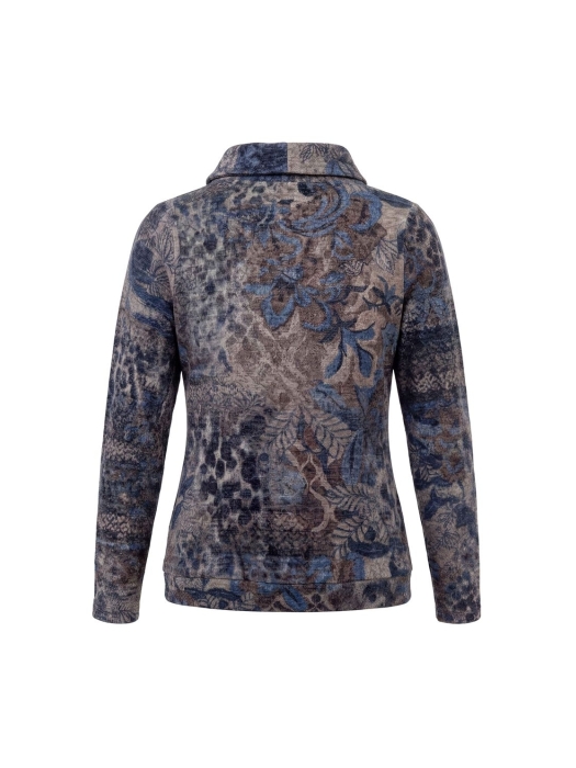 Sarto Fashion Pullover split rollcollar t1821 portobello-ice blue+ mix prin