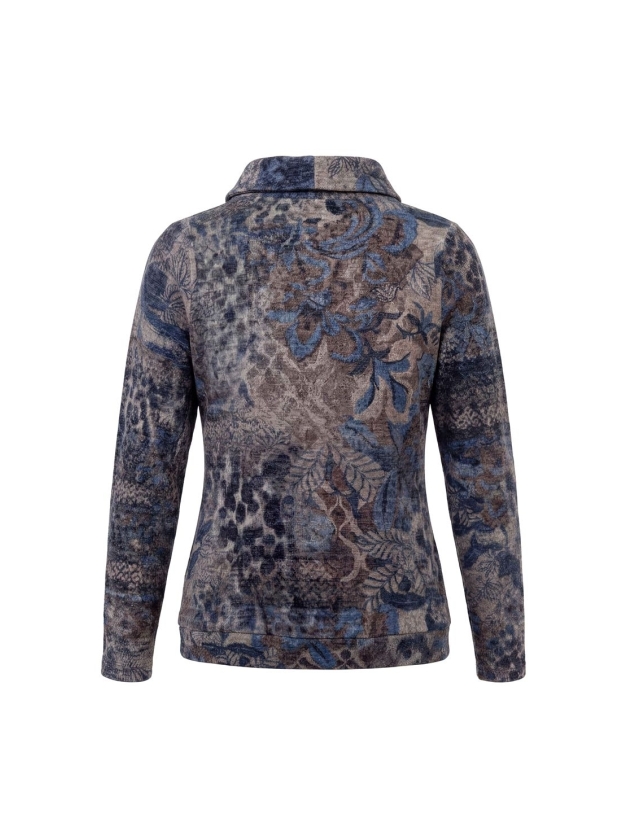 Sarto Fashion Pullover split rollcollar t1821 portobello-ice blue+ mix prin