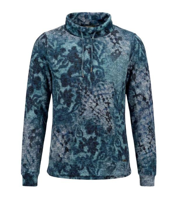 Sarto Fashion Pullover stand-up with cord t1820 opal green+ blurred mix print