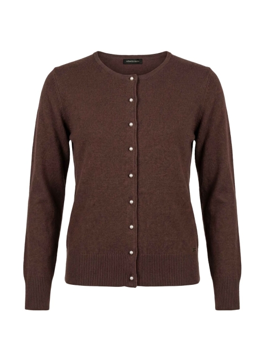 Sarto Fashion Cardigan o-neck wool t455 fudge brown